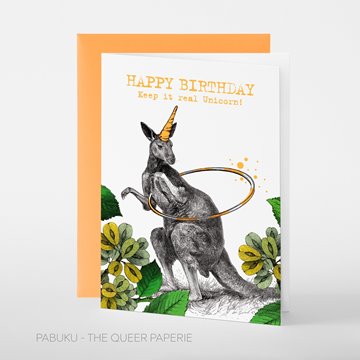Bild von Unicorn KANGAROO - Grusskarte von pabuku