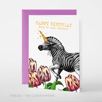 Bild von Unicorn ZEBRA - Grusskarte von pabuku