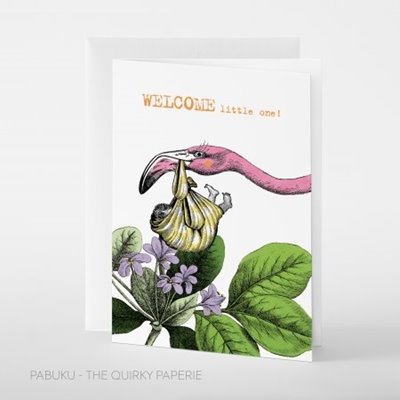 Bild von WELCOME flamingo - Grusskarte von pabuku
